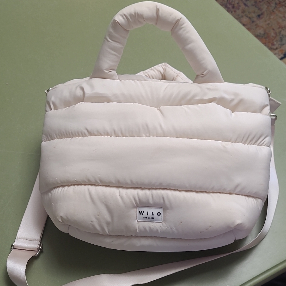 Puffer Tote Bag in Light Cream